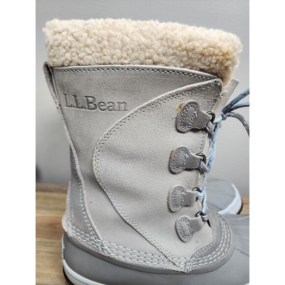 Women’s L.L. Bean Duck boots Gray Blue Insulated Snow size 6M 284882 - Picture 2 of 11